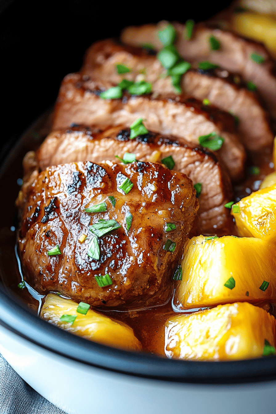 Pineapple Pork Loin final dish beautifully presented and ready to serve