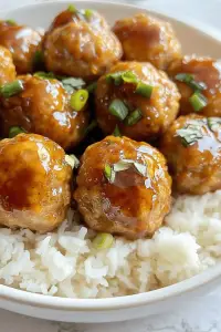 Pineapple Teriyaki Chicken Meatballs final dish beautifully presented and ready to serve