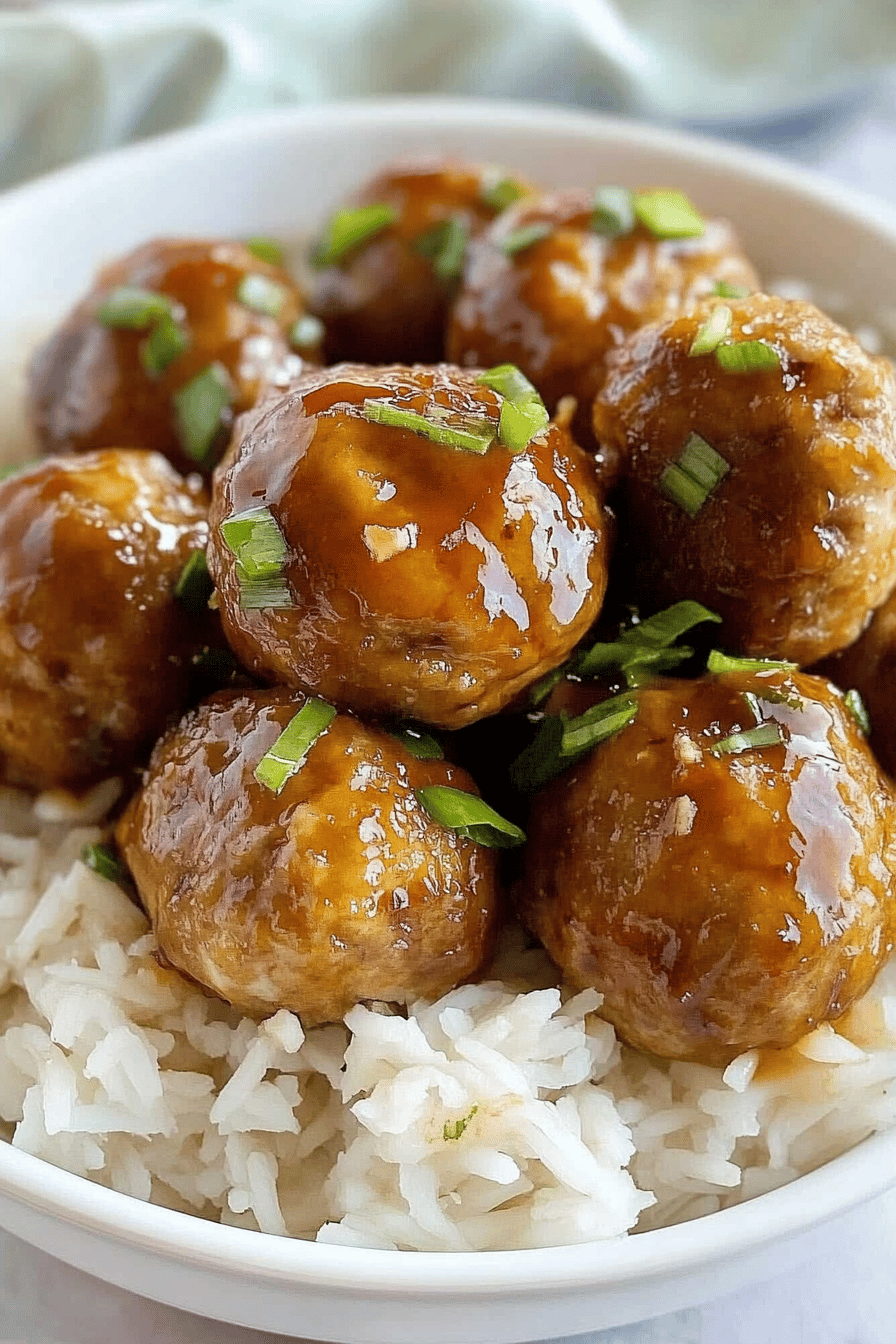 Pineapple Teriyaki Chicken Meatballs final dish beautifully presented and ready to serve