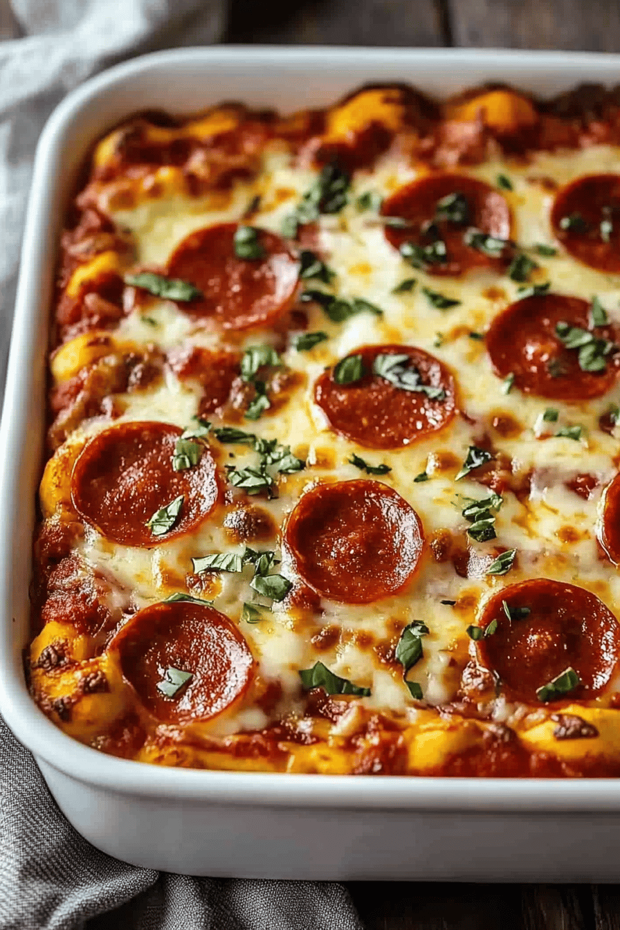 Pizza Casserole Recipe ingredients organized and measured on kitchen counter