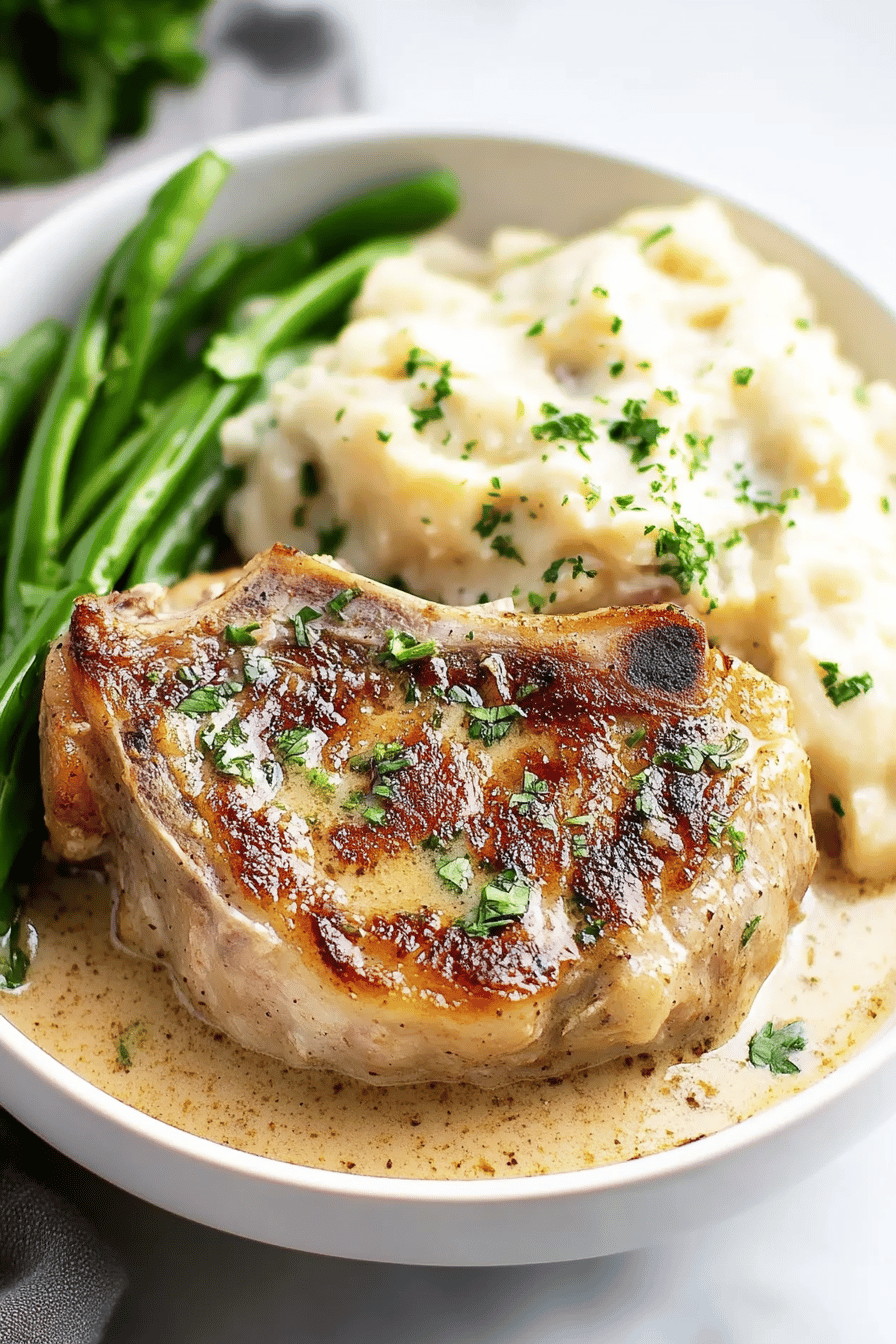 Ranch Pork Chops slice on plate showing perfect texture and swirl pattern