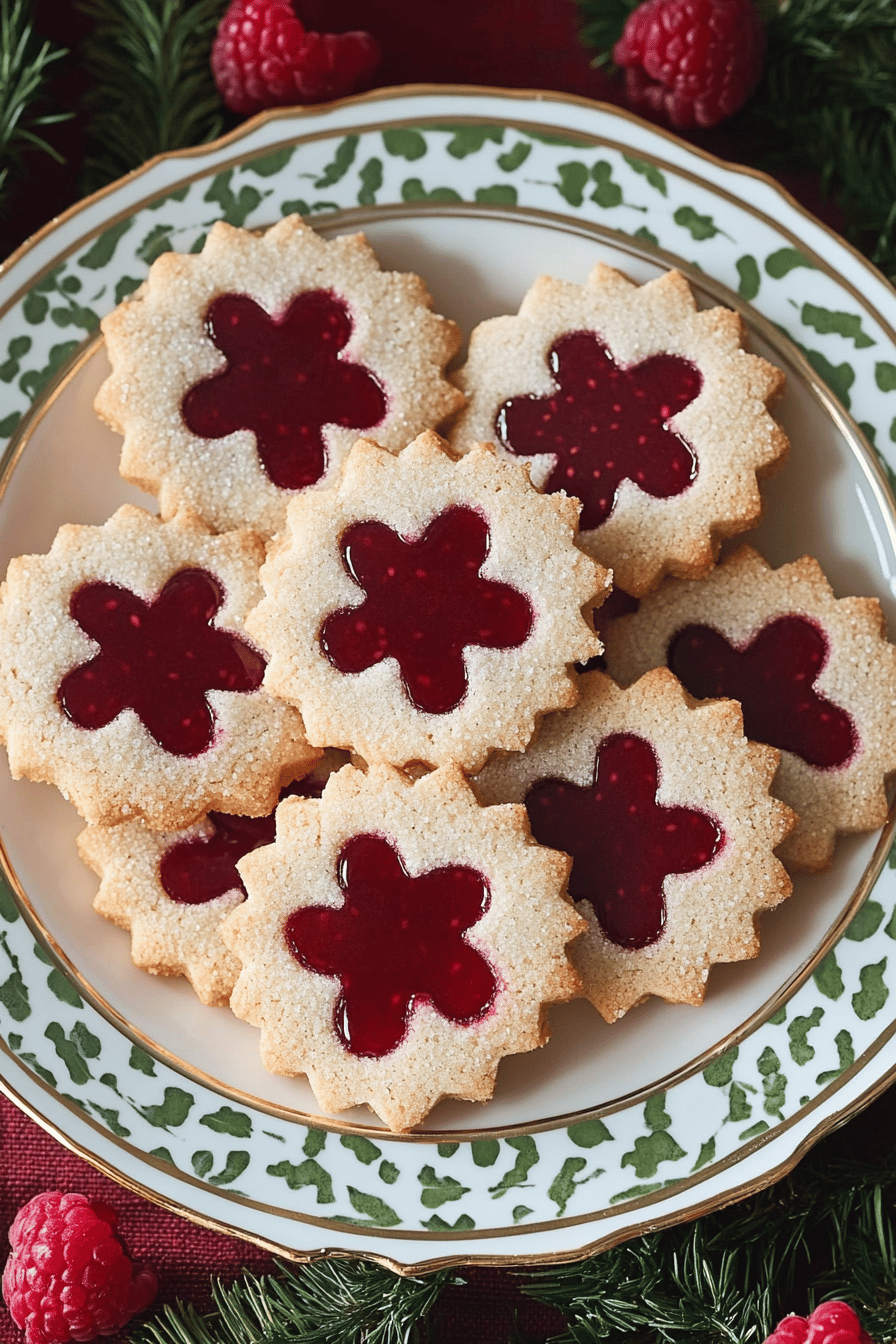 Raspberry Linzer Cookies final dish beautifully presented and ready to serve