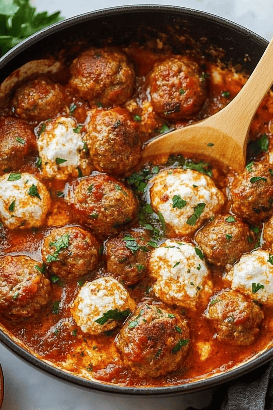 Ricotta Meatballs ingredients organized and measured on kitchen counter