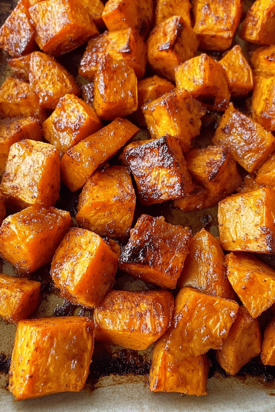 Roasted Maple Cinnamon Sweet Potatoes ingredients organized and measured on kitchen counter