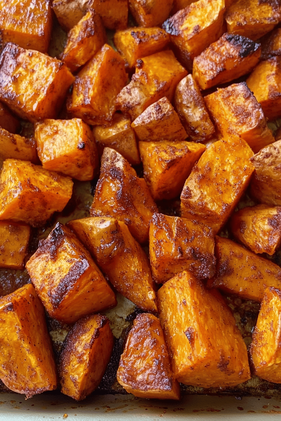 Roasted Maple Cinnamon Sweet Potatoes final dish beautifully presented and ready to serve