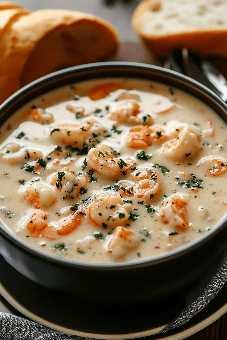 Seafood Bisque Recipe ingredients organized and measured on kitchen counter