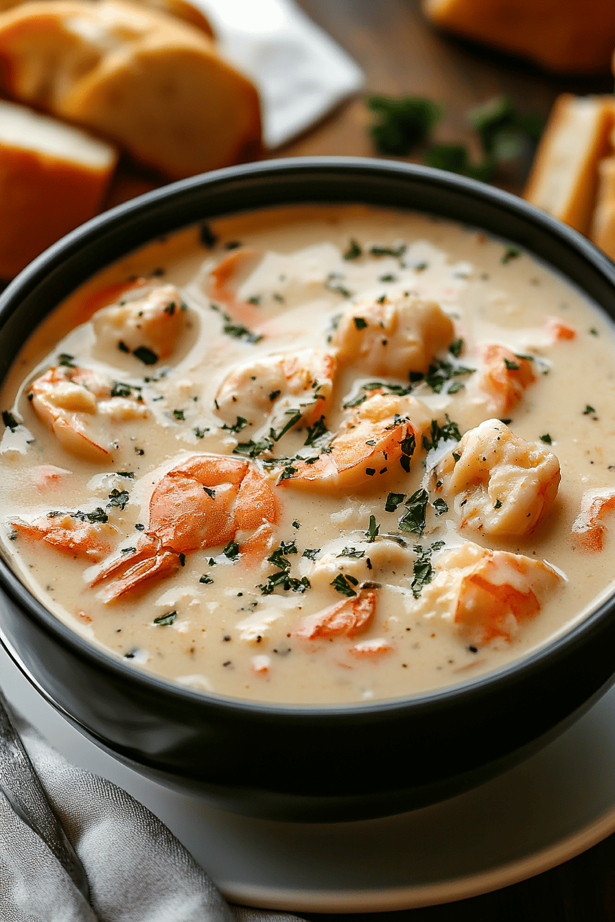 Seafood Bisque Recipe slice on plate showing perfect texture and swirl pattern