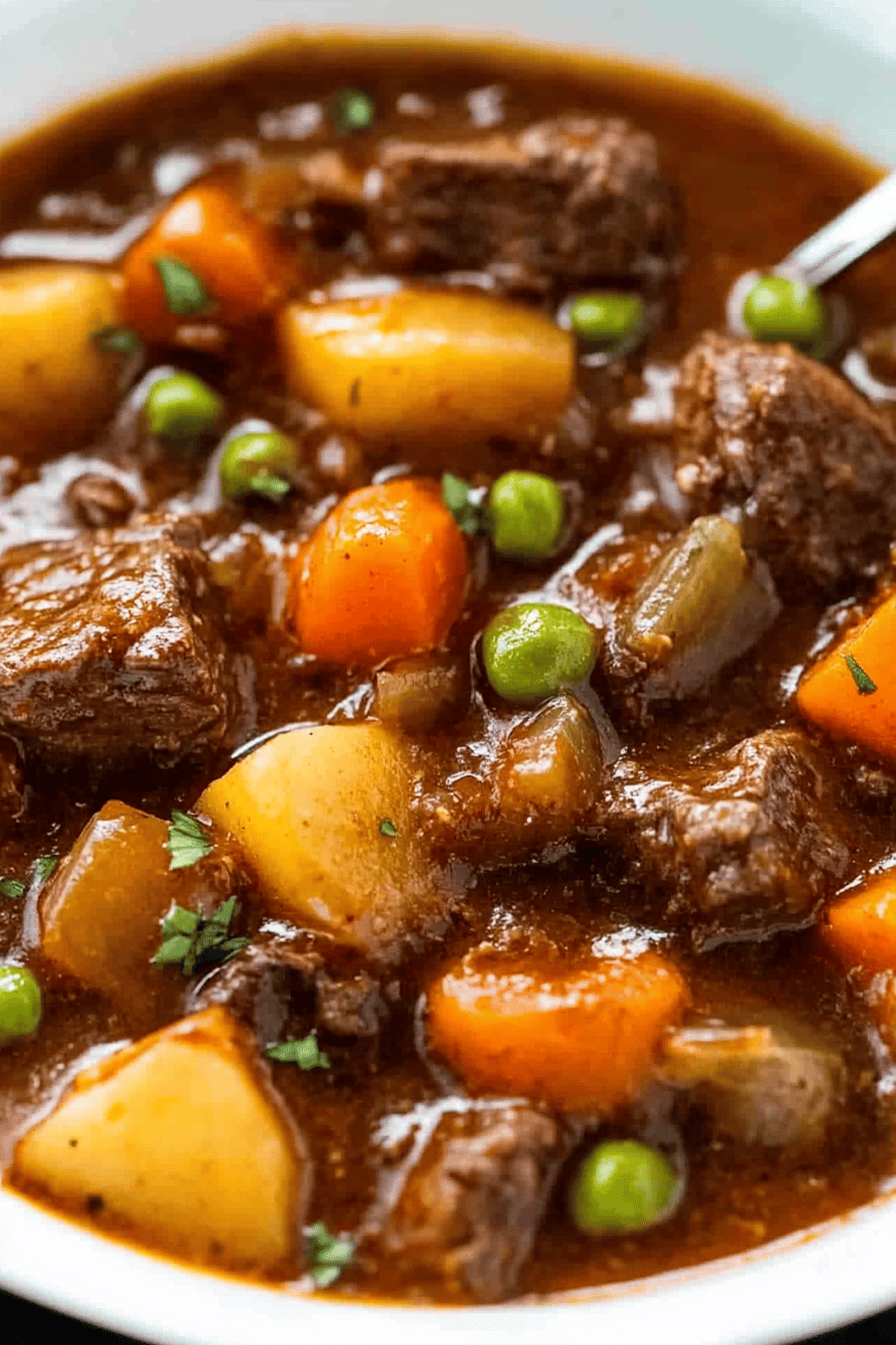 Slow Cooker Beef Stew ingredients organized and measured on kitchen counter