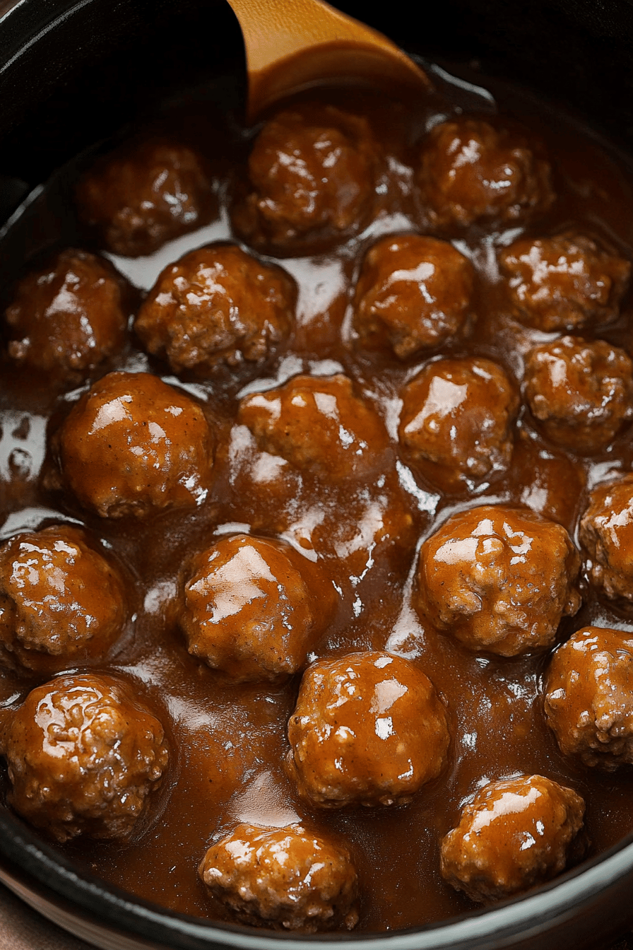Slow Cooker Salisbury Steak Meatballs ingredients organized and measured on kitchen counter