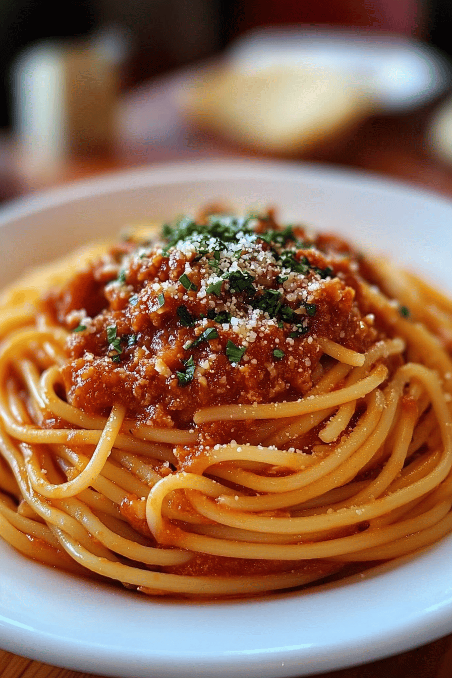 Spaghetti Magic slice on plate showing perfect texture and swirl pattern