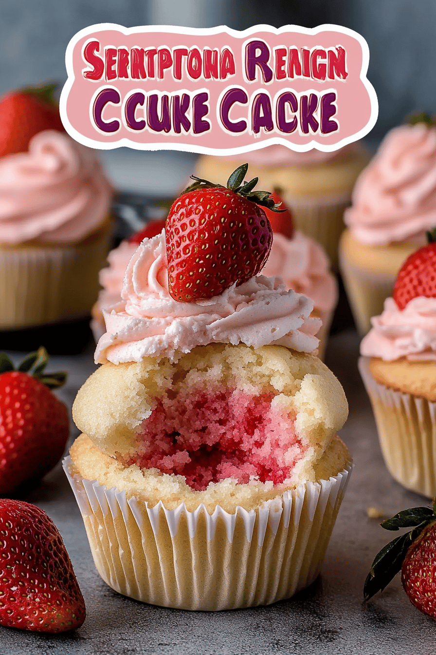 Strawberry Cupcakes Recipe ingredients organized and measured on kitchen counter