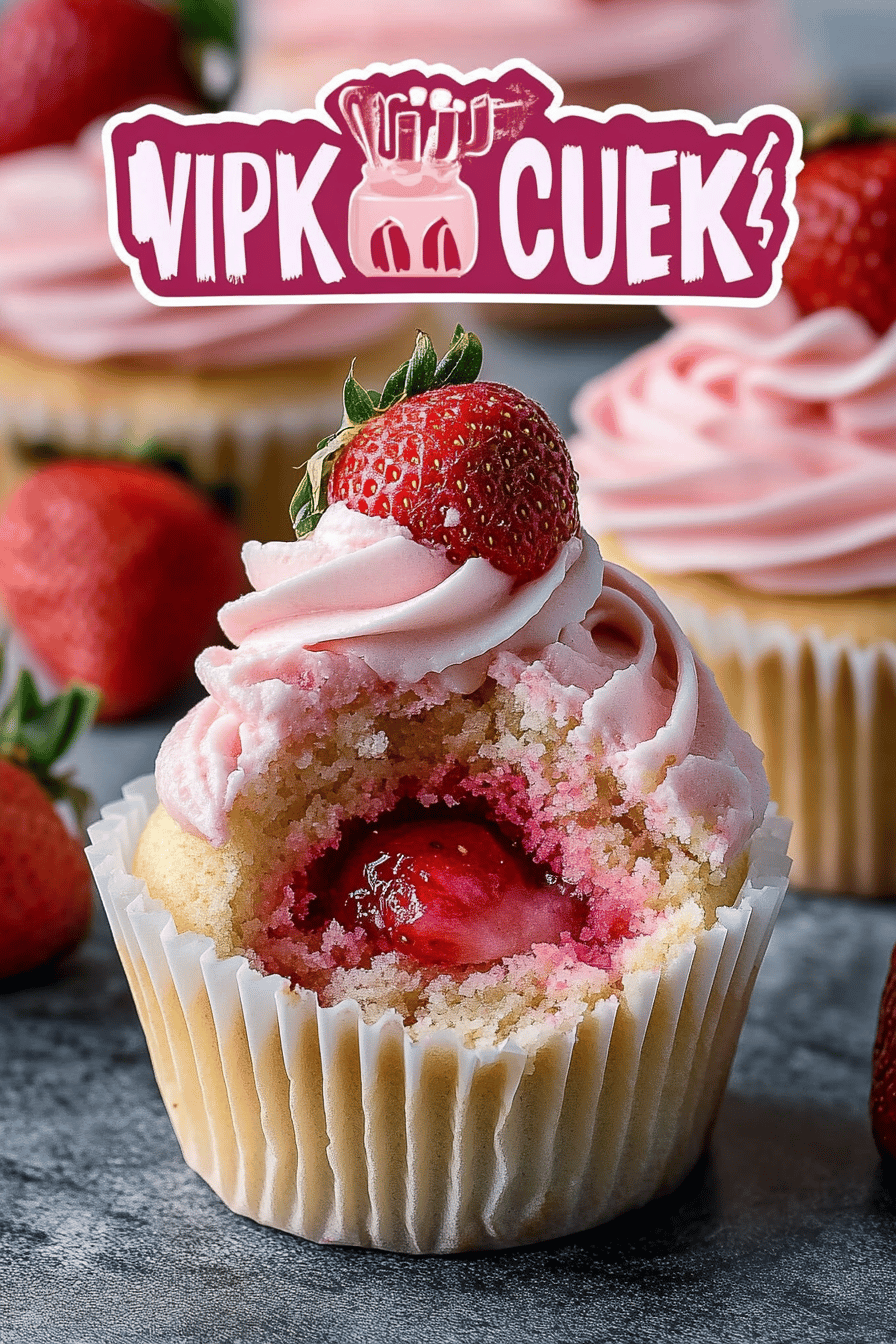 Strawberry Cupcakes Recipe slice on plate showing perfect texture and swirl pattern