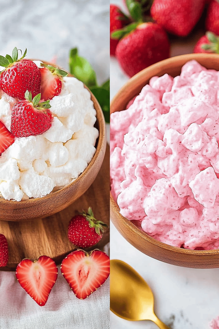 Strawberry Fluff Salad ingredients organized and measured on kitchen counter