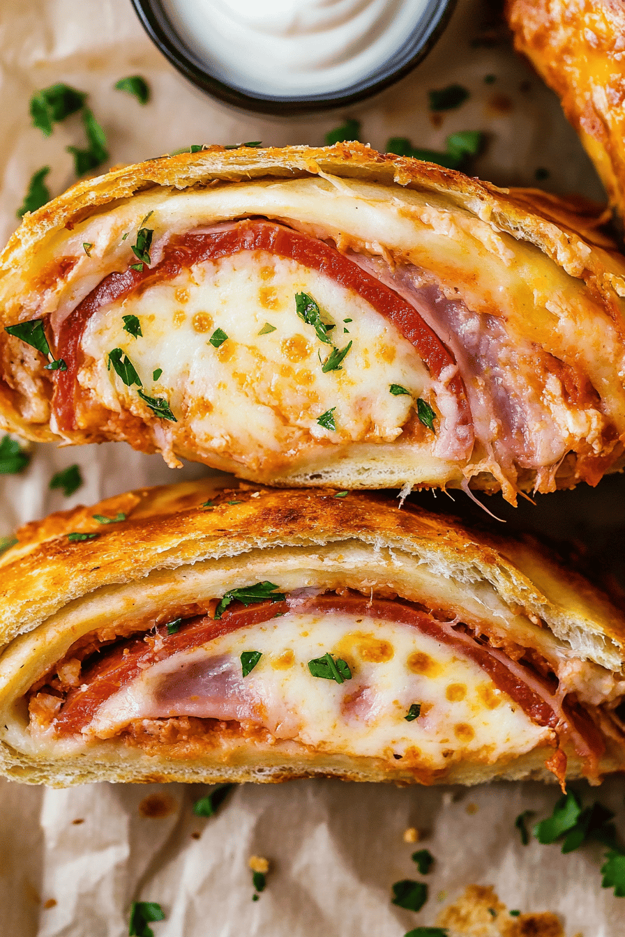Stromboli recipe final dish beautifully presented and ready to serve