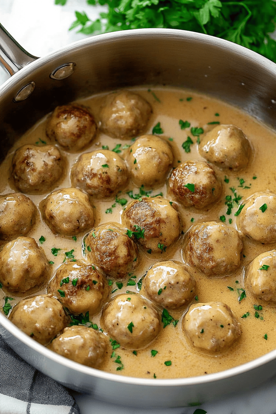 Swedish Meatball Recipe final dish beautifully presented and ready to serve