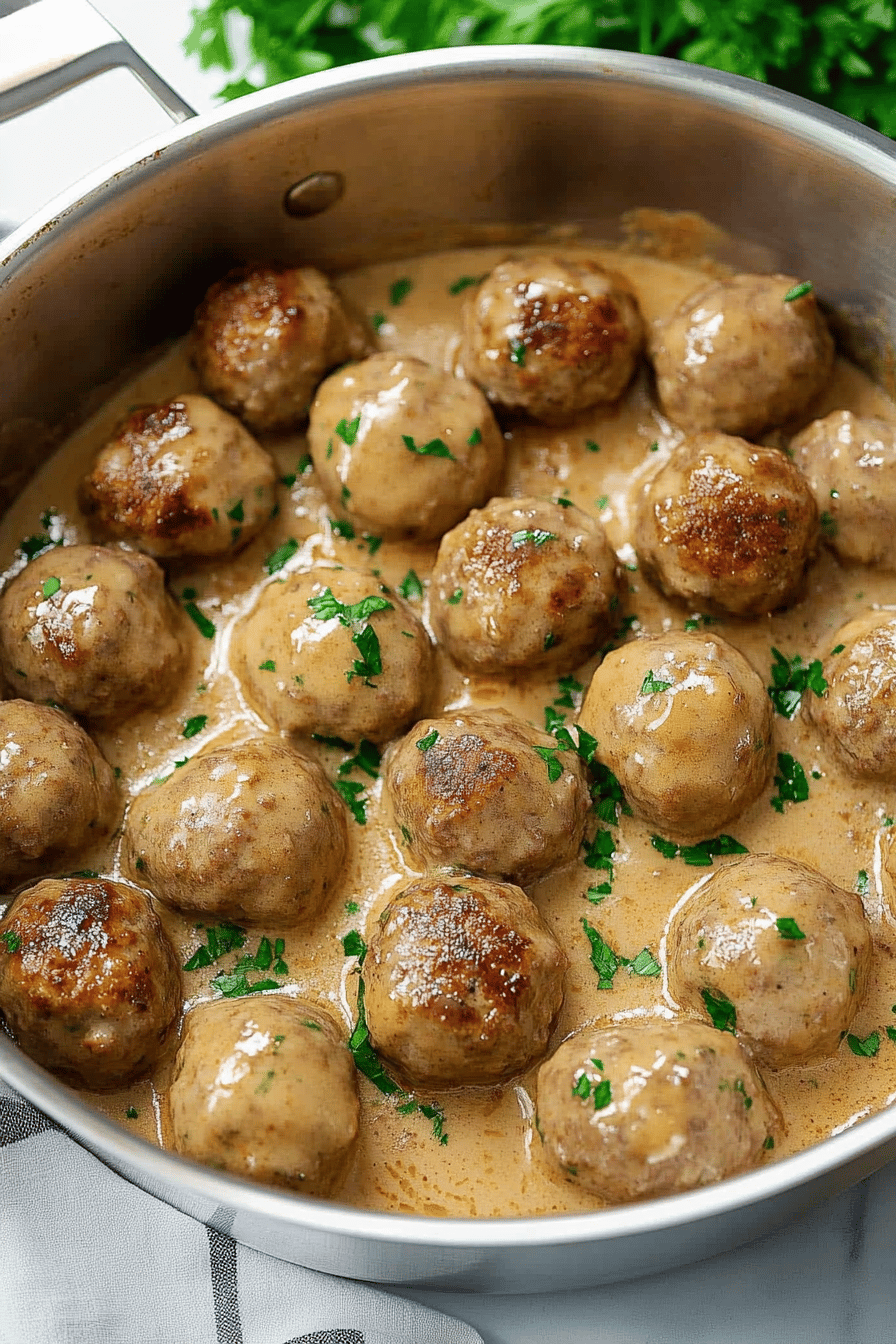 Swedish Meatball Recipe final dish beautifully presented and ready to serve