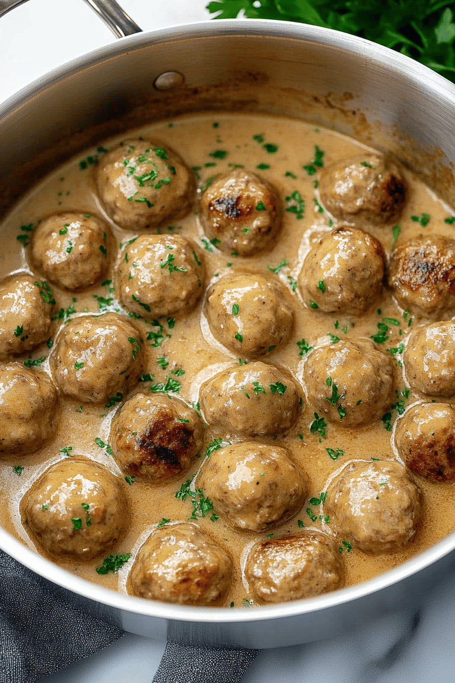 Swedish Meatball Recipe slice on plate showing perfect texture and swirl pattern