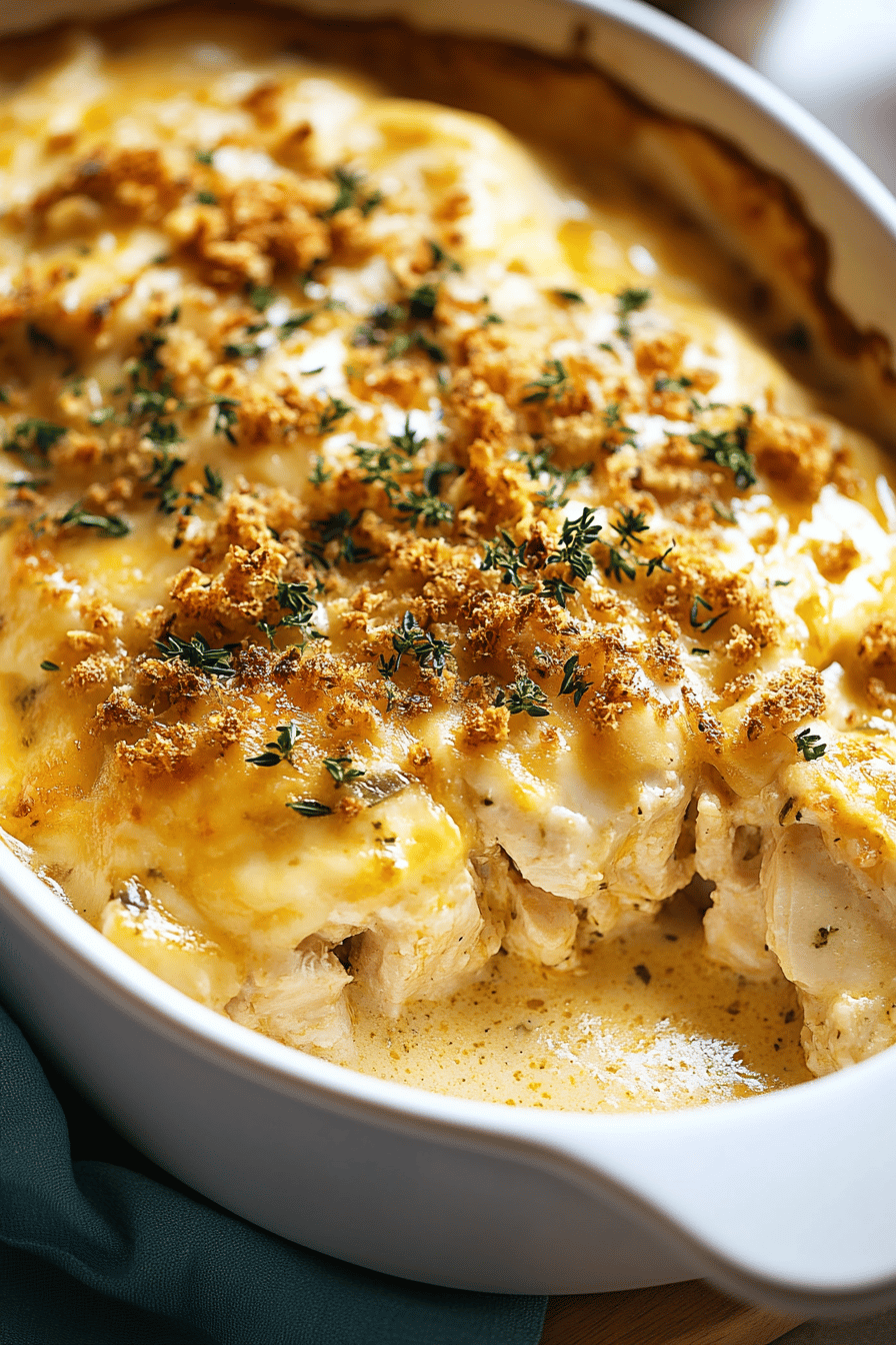 Swiss Chicken Casserole slice on plate showing perfect texture and swirl pattern