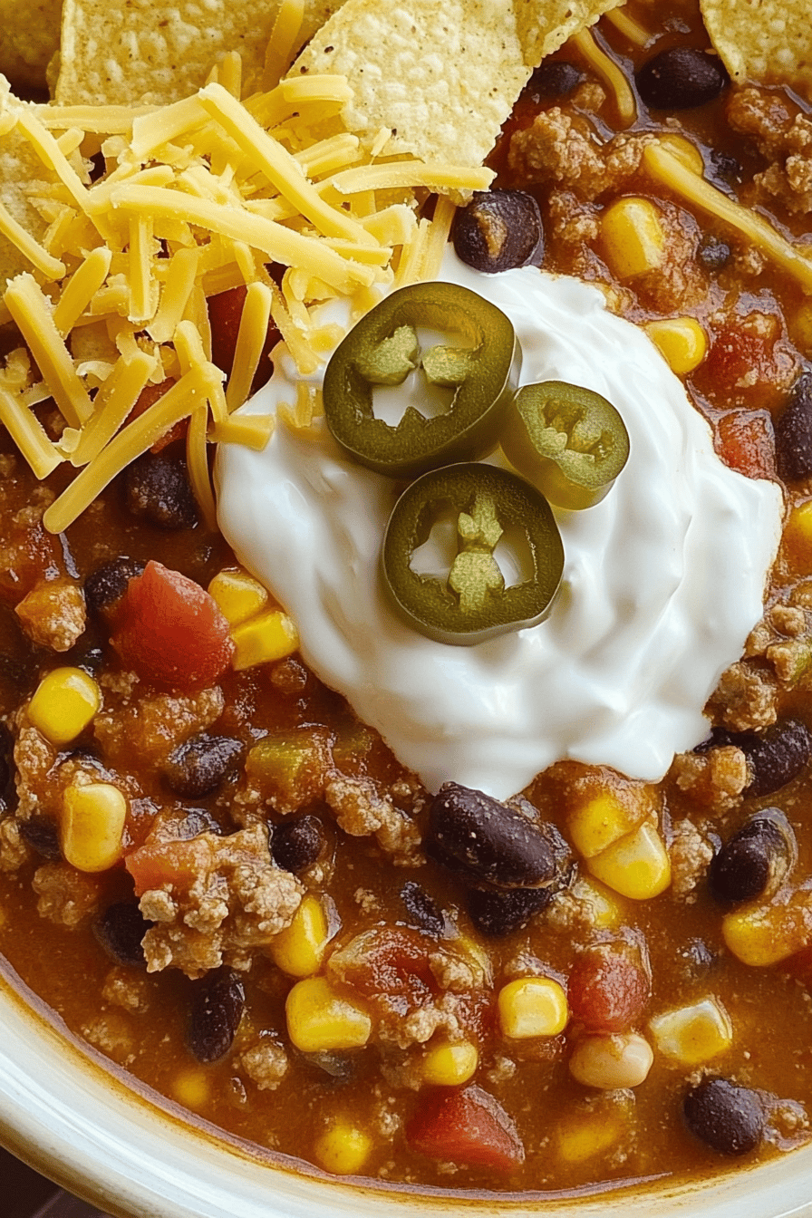 Taco Chili Recipe final dish beautifully presented and ready to serve