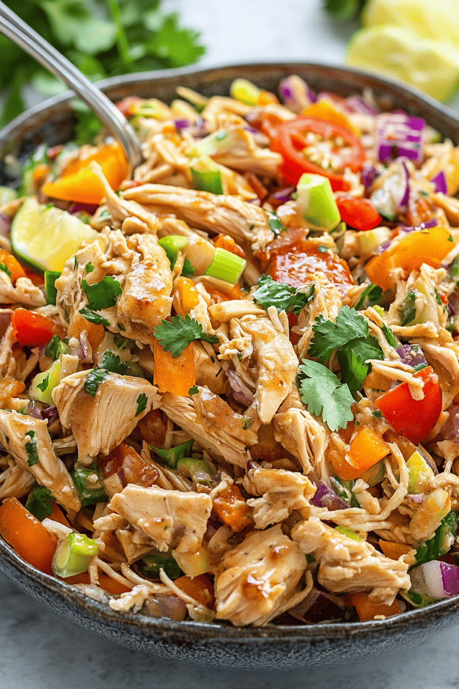Thai Chicken Salad Recipe ingredients organized and measured on kitchen counter