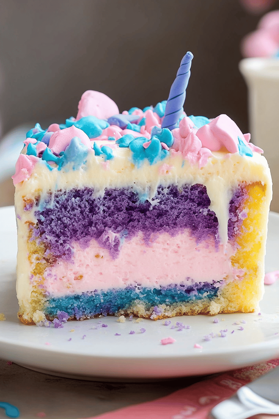 Unicorn Poke Cake ingredients organized and measured on kitchen counter