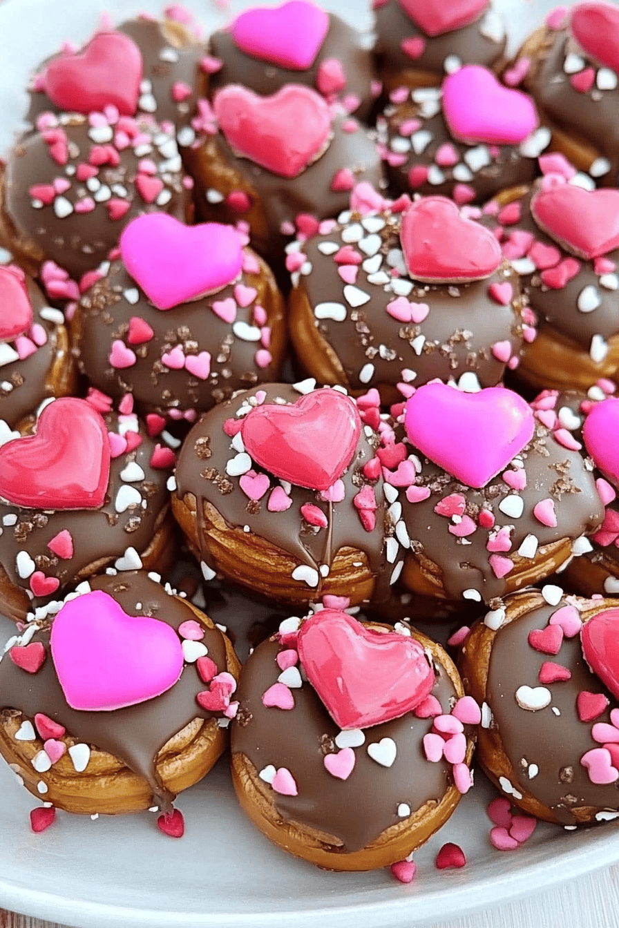 Valentine's Day Caramel Pretzel Bites ingredients organized and measured on kitchen counter