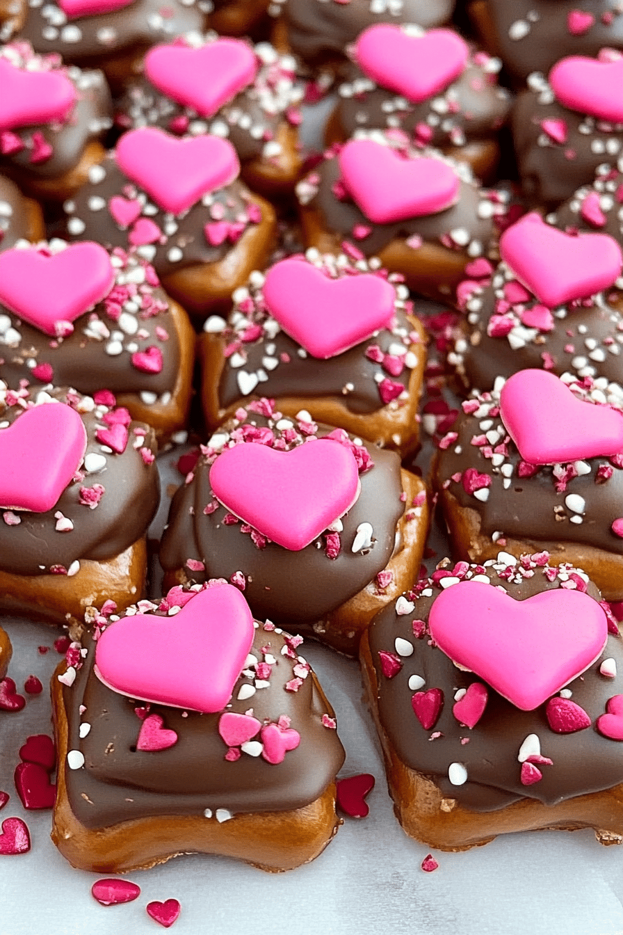 Valentine's Day Caramel Pretzel Bites final dish beautifully presented and ready to serve