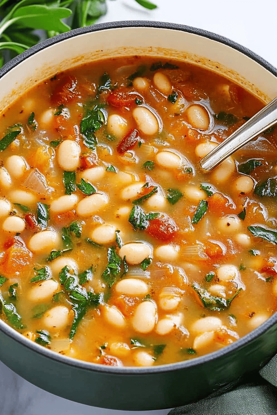 White Bean Soup Recipe final dish beautifully presented and ready to serve