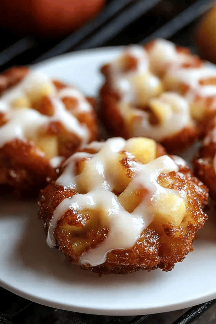 bake apple fritters slice on plate showing perfect texture and swirl pattern
