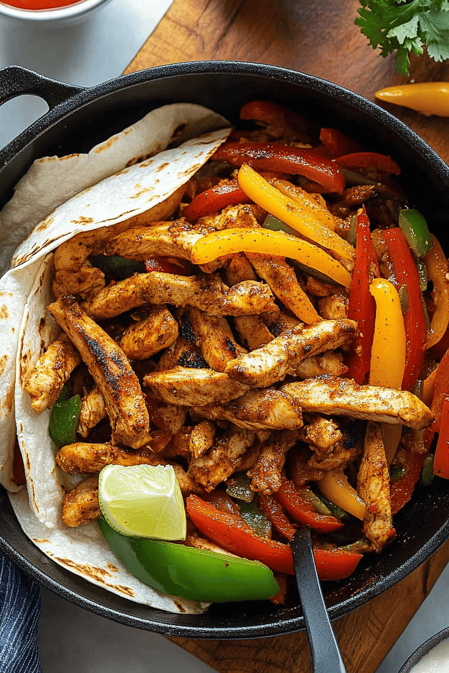 chicken fajitas tips ingredients organized and measured on kitchen counter