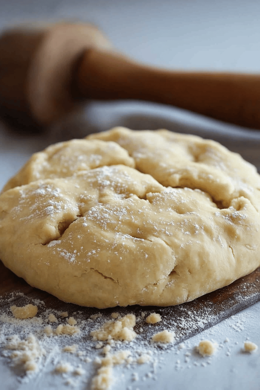 easy pie crust ingredients organized and measured on kitchen counter