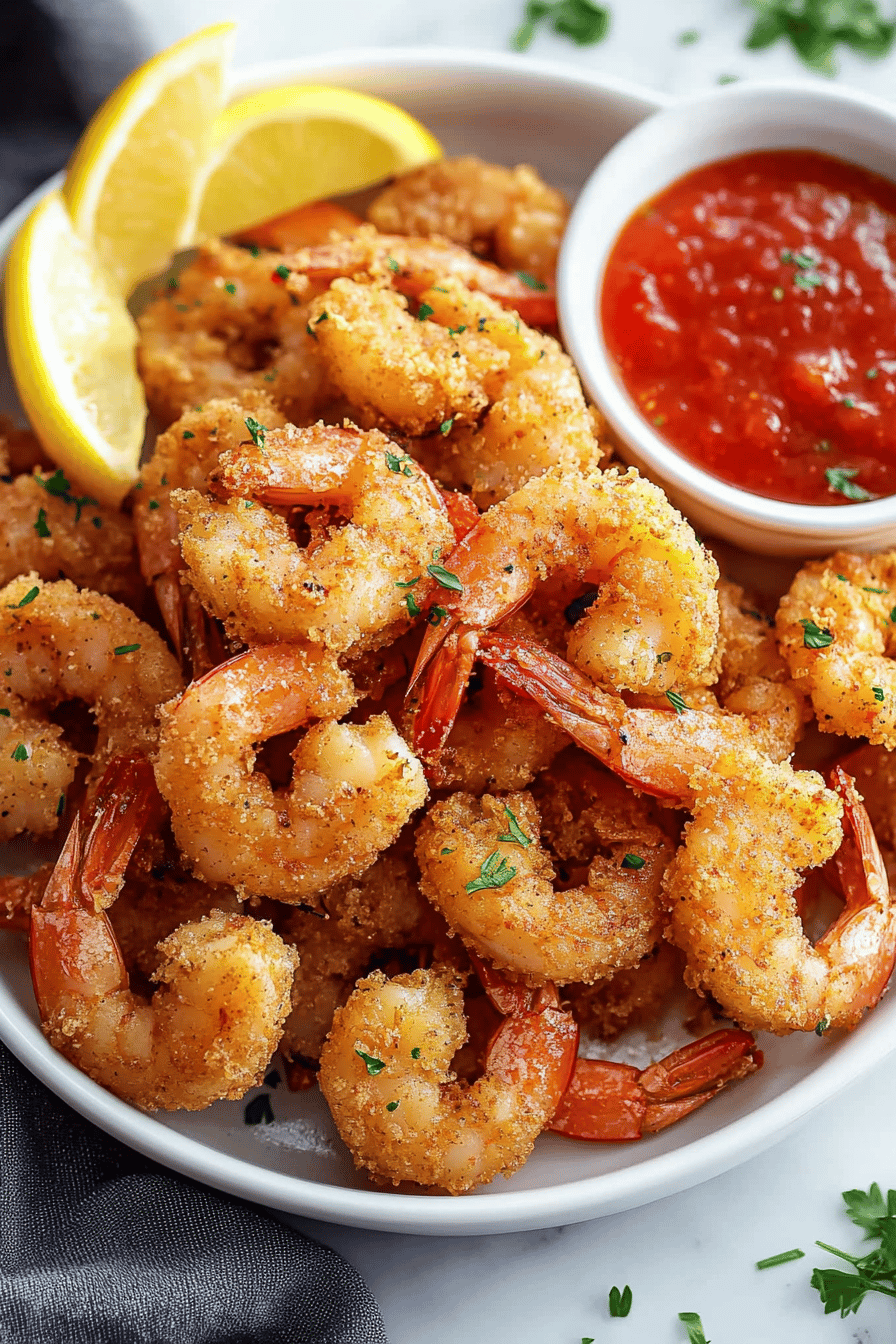 fried shrimp tips ingredients organized and measured on kitchen counter