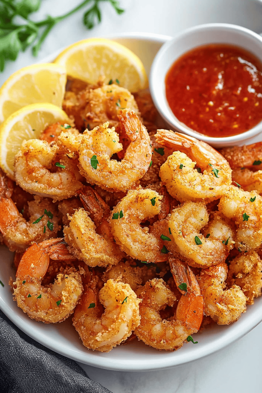 fried shrimp tips slice on plate showing perfect texture and swirl pattern