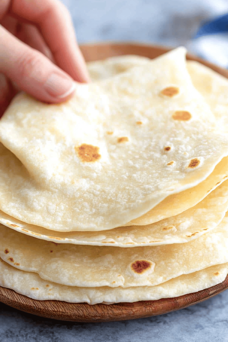 gluten-free flour tortillas ingredients organized and measured on kitchen counter