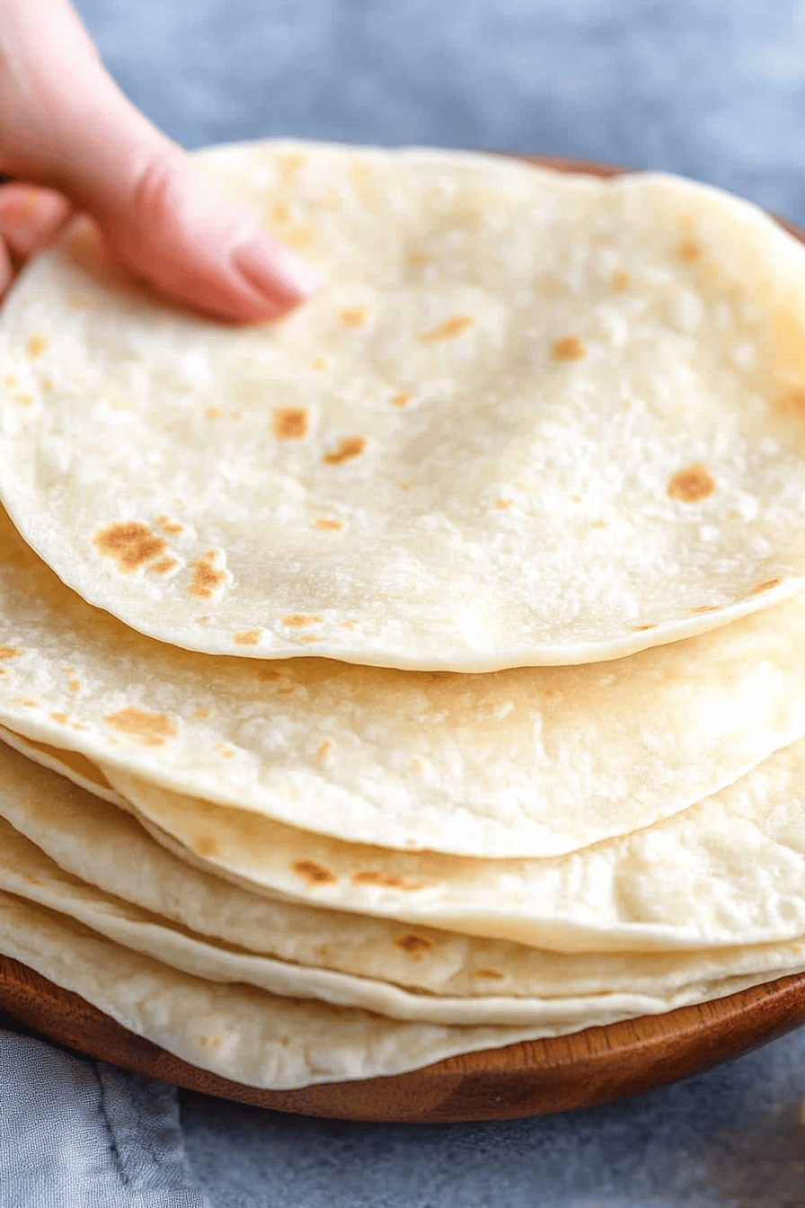 gluten-free flour tortillas slice on plate showing perfect texture and swirl pattern