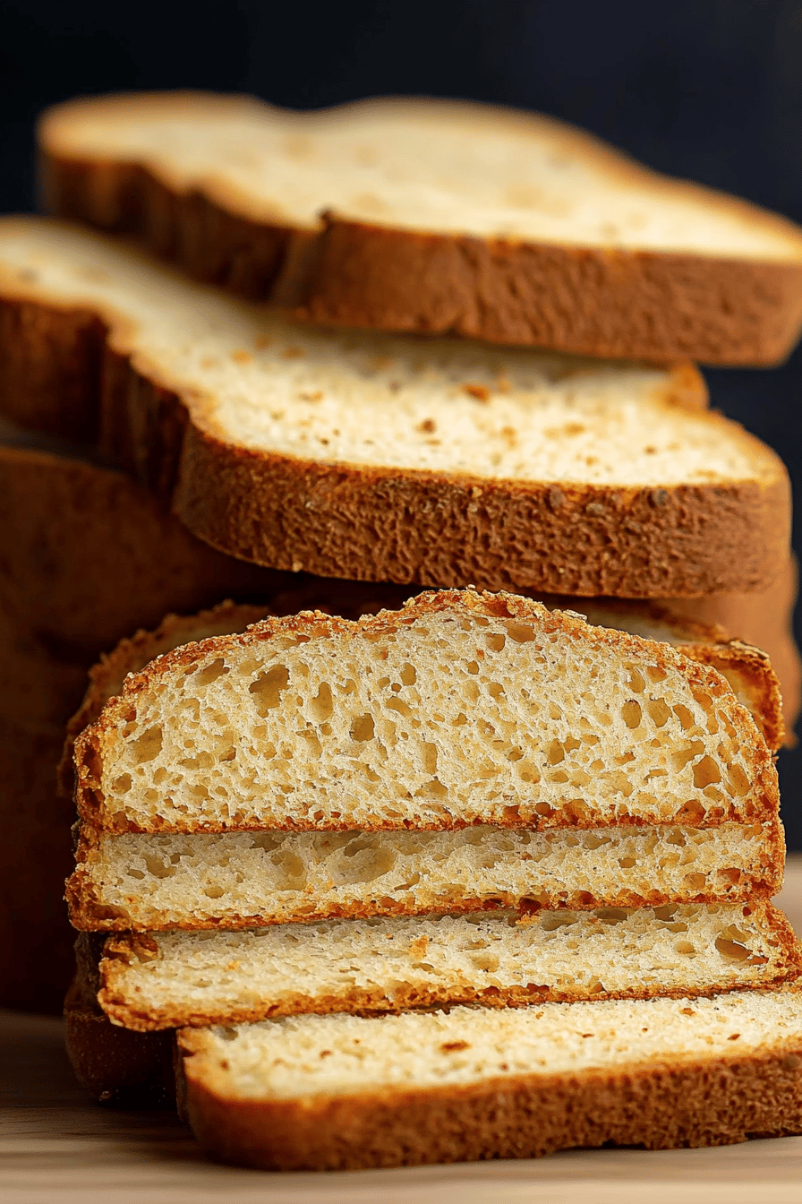 gluten-free potato bread slice on plate showing perfect texture and swirl pattern