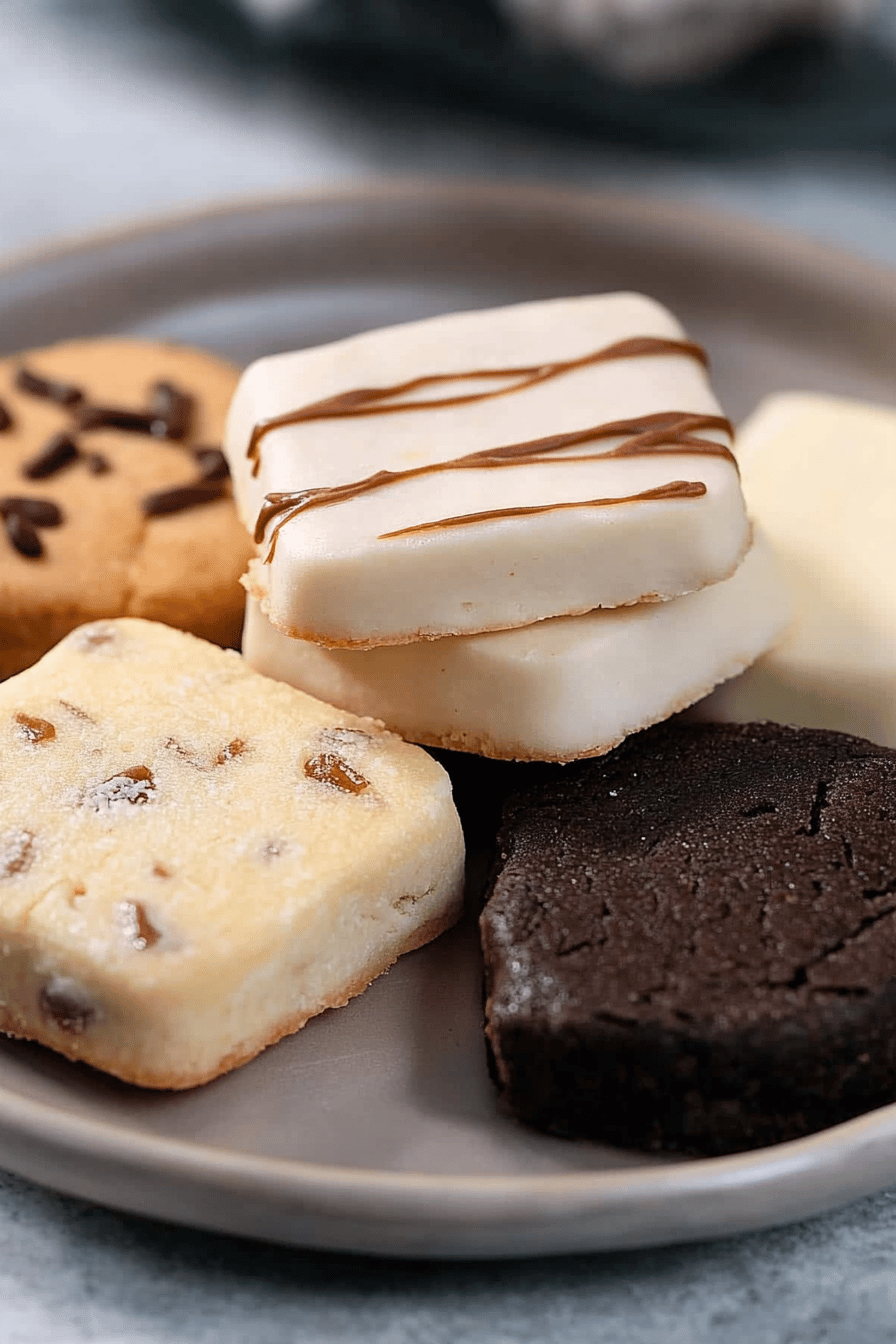gluten-free shortbread cookies slice on plate showing perfect texture and swirl pattern