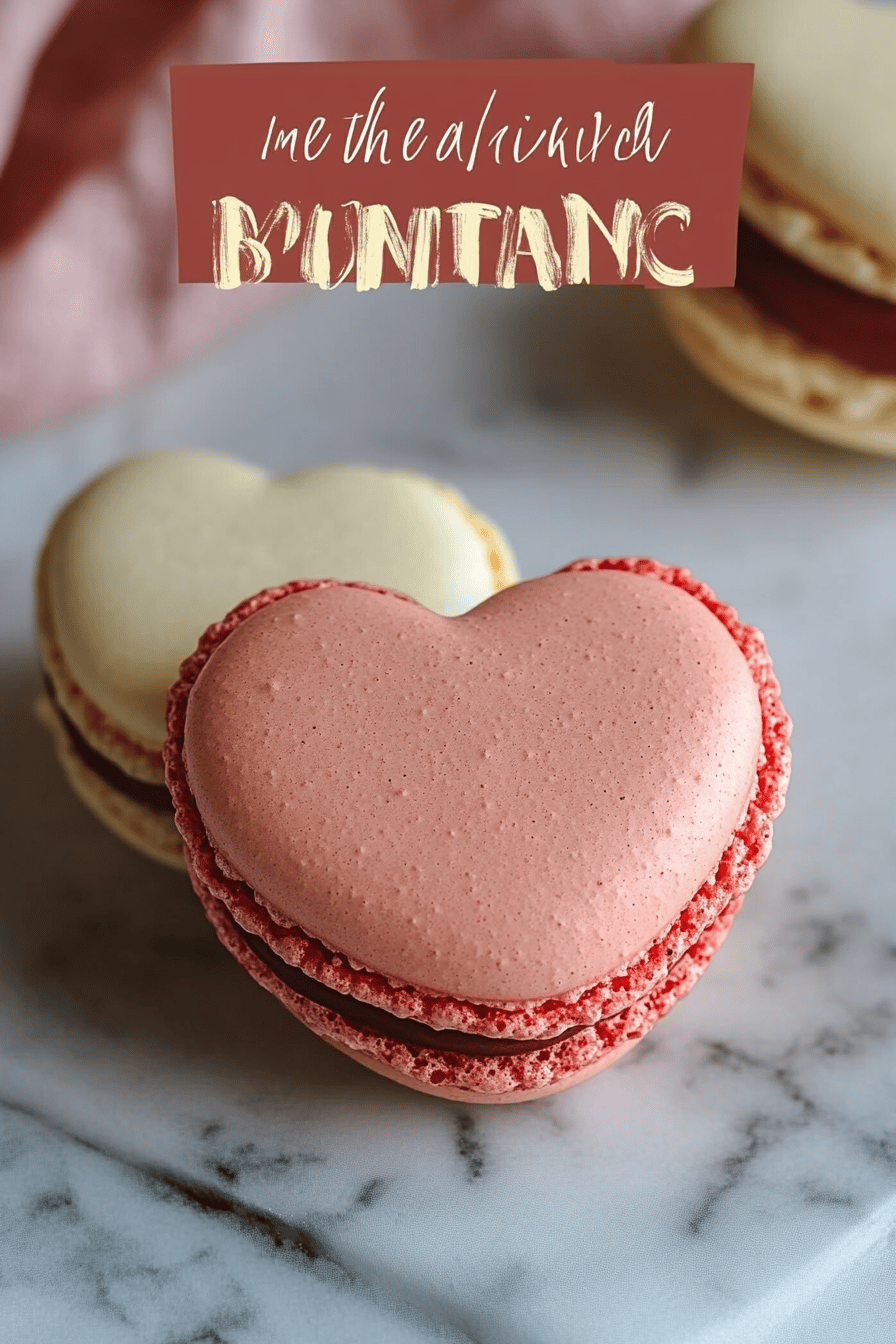 heart-shaped macarons ingredients organized and measured on kitchen counter