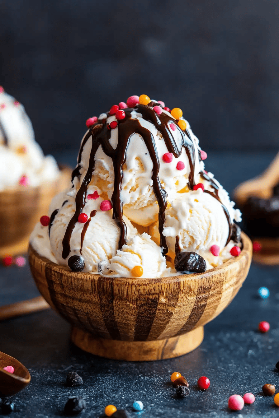 homemade ice cream ingredients organized and measured on kitchen counter