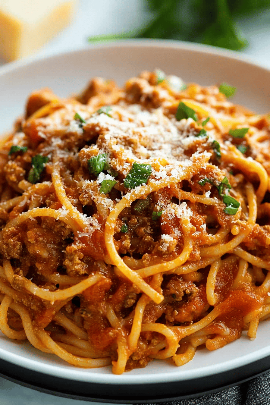 one-pot spaghetti slice on plate showing perfect texture and swirl pattern