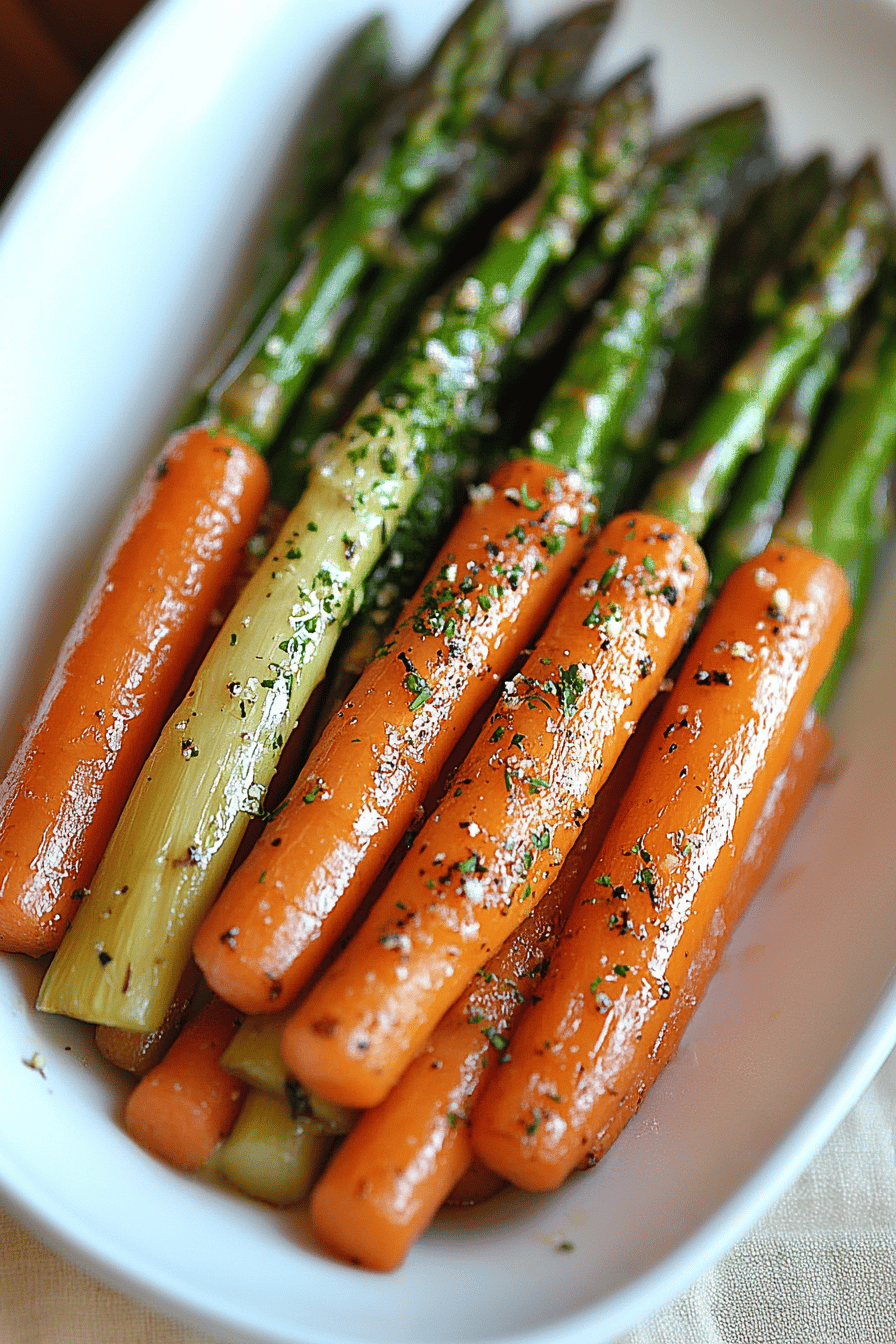 roast asparagus carrots slice on plate showing perfect texture and swirl pattern