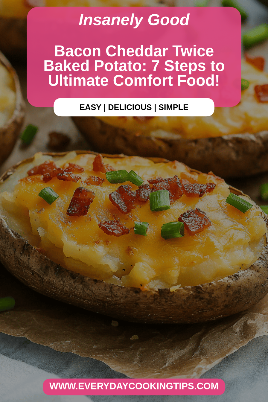 Bacon Cheddar Twice Baked Potato final dish beautifully presented and ready to serve