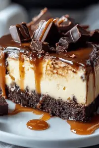 Caramel brownie cheesecake
