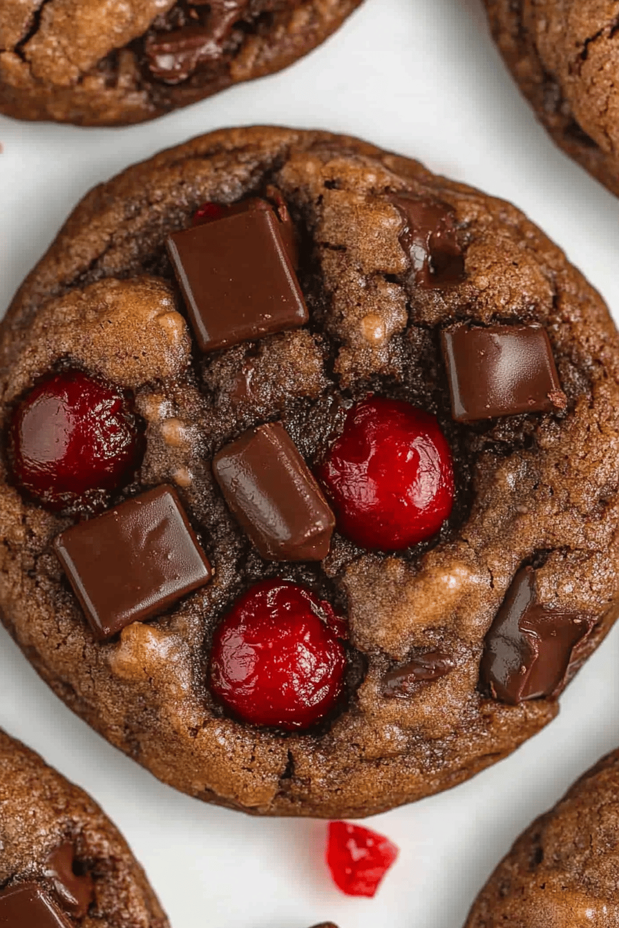 Chocolate cherry cookies ingredients organized and measured on kitchen counter