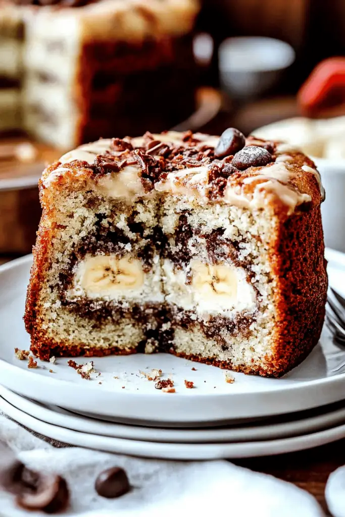Cream Cheese Stuffed Banana Coffee Cake