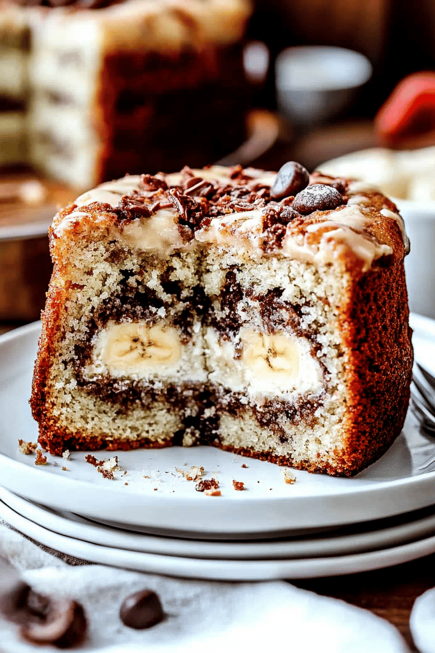 Cream Cheese Stuffed Banana Coffee Cake
