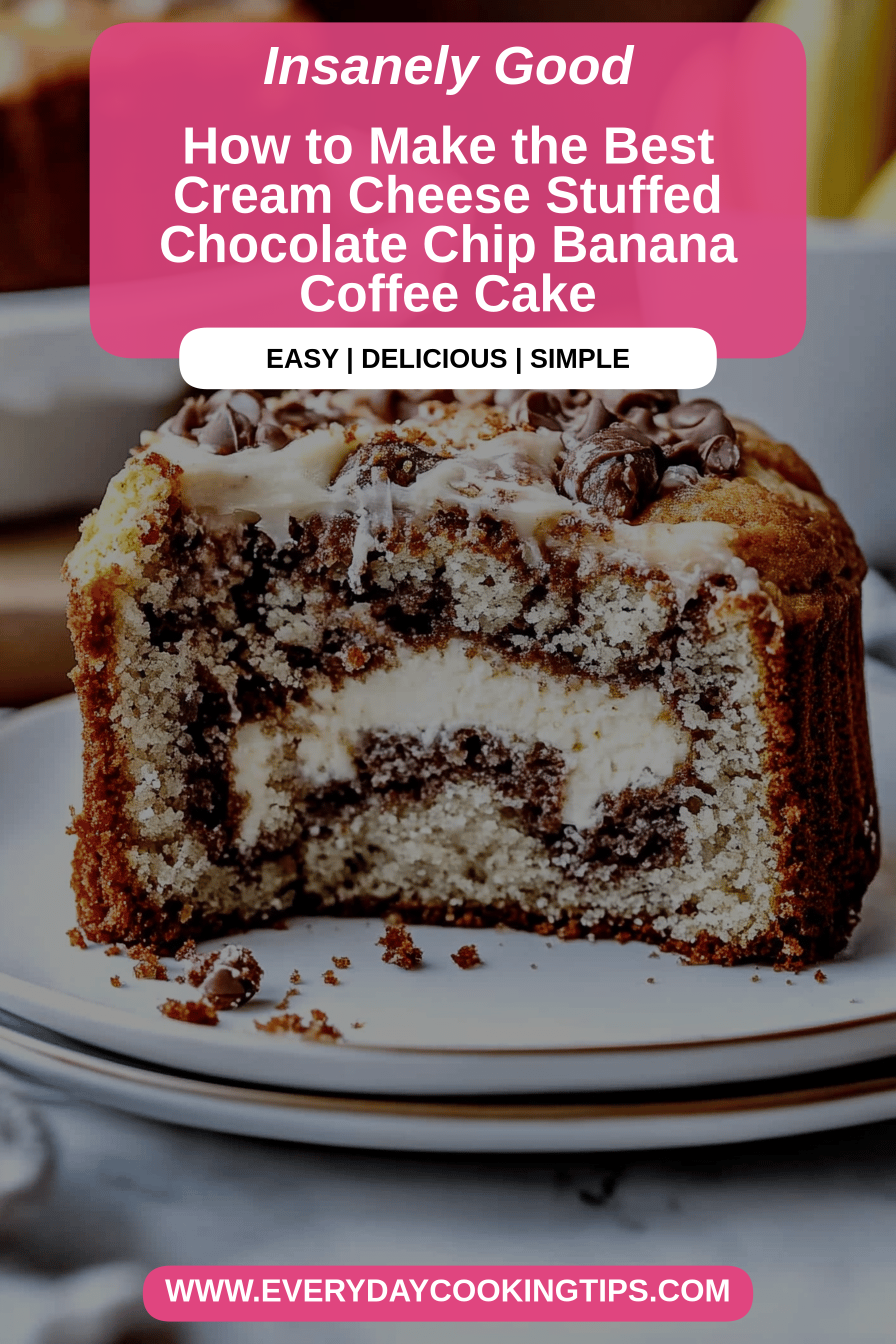 Cream Cheese Stuffed Banana Coffee Cake final dish beautifully presented and ready to serve