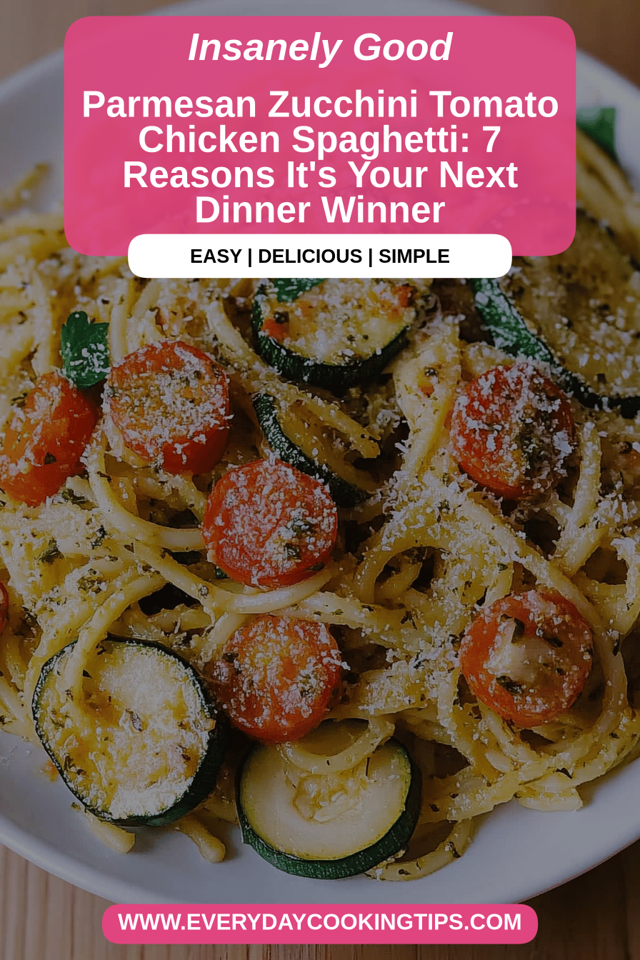 Parmesan Zucchini Chicken Spaghetti final dish beautifully presented and ready to serve