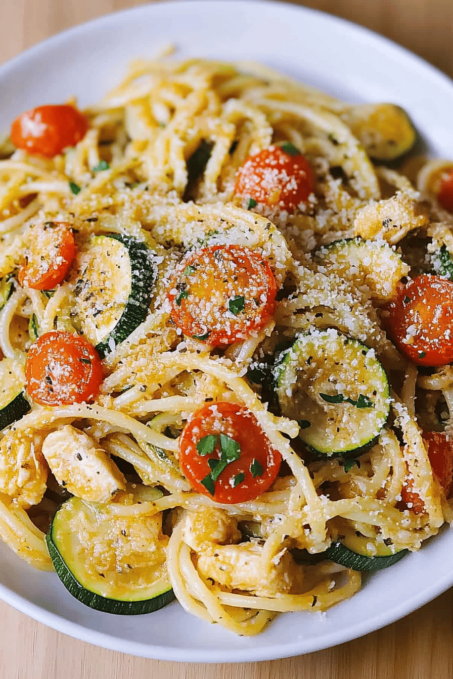 Parmesan Zucchini Chicken Spaghetti