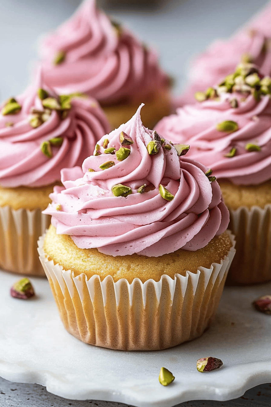 Rose Pistachio Cupcakes